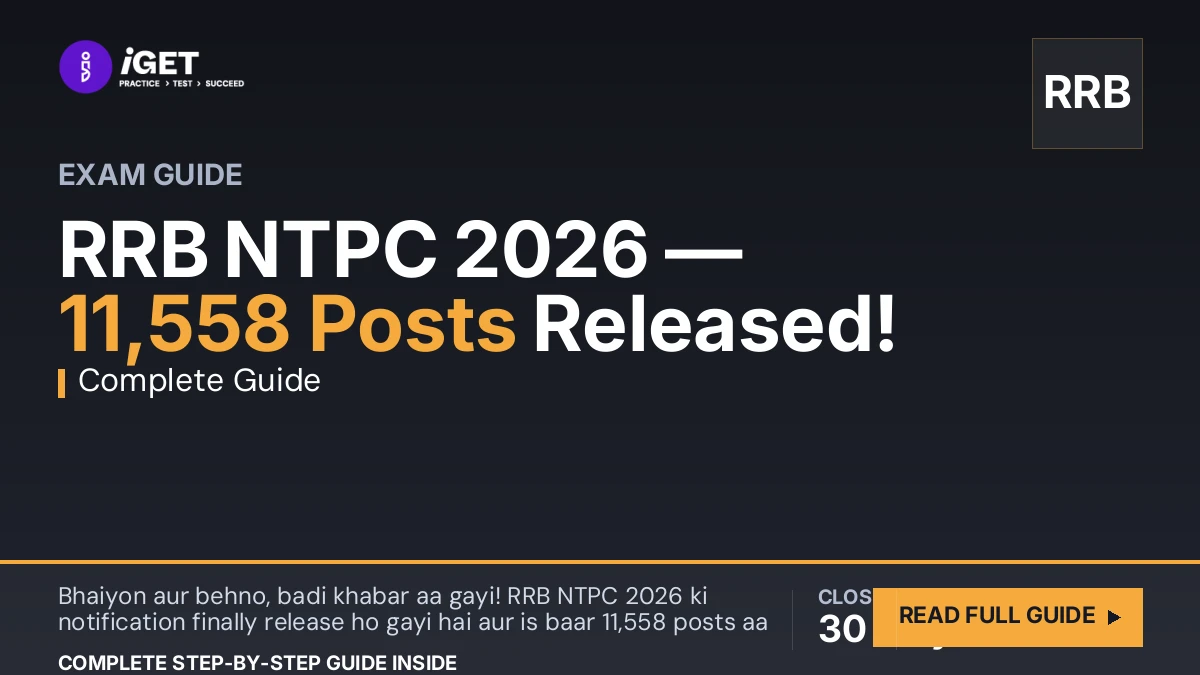 RRB NTPC 2026 — 11,558 Posts Released! Last Date 30 May (Complete Guide)