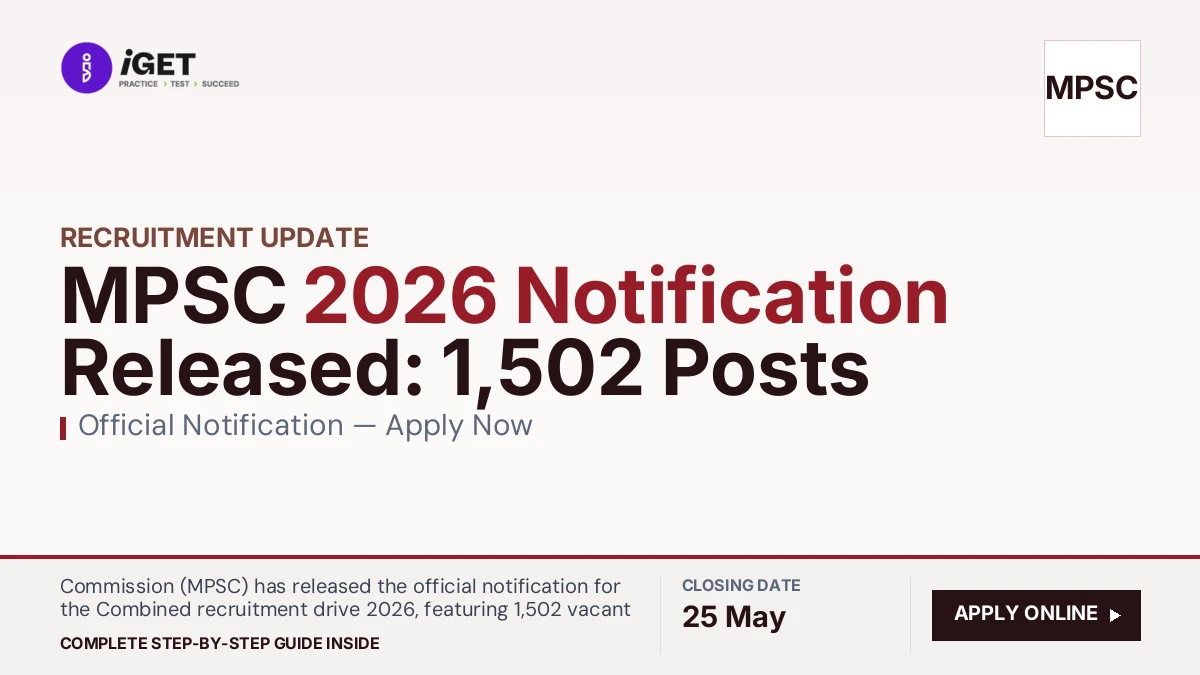MPSC 2026 Notification Released: 1,502 Posts, Last Date 25 May