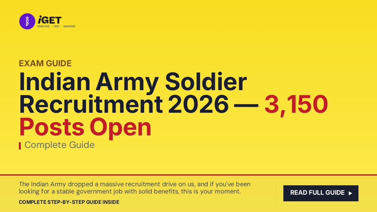 Indian Army Soldier Recruitment 2026 — 3,150 Posts Open (Complete Guide)