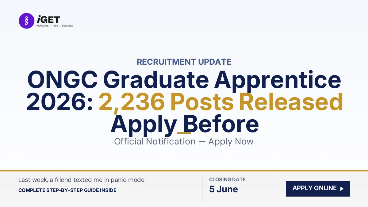ONGC Graduate Apprentice 2026: 2,236 Posts Released — Apply Before 5 June