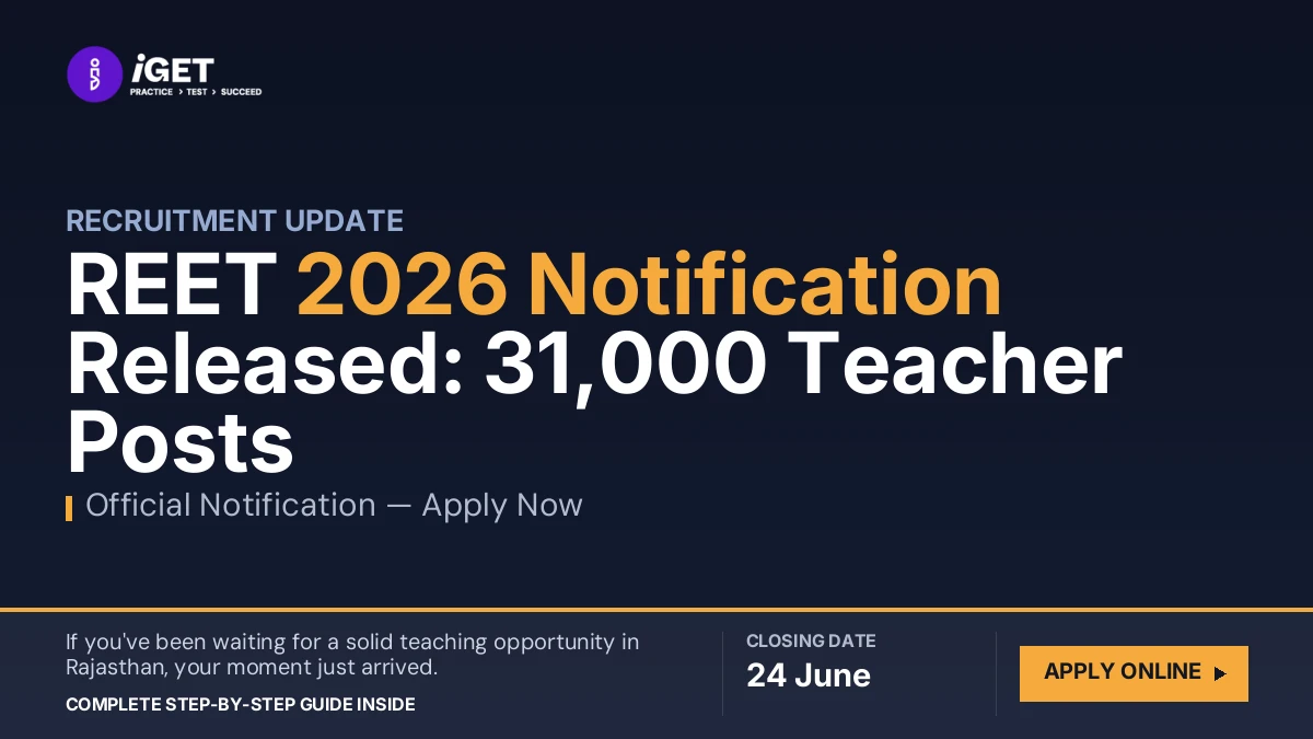 REET 2026 Notification Released: 31,000 Teacher Posts, Apply by 24 June